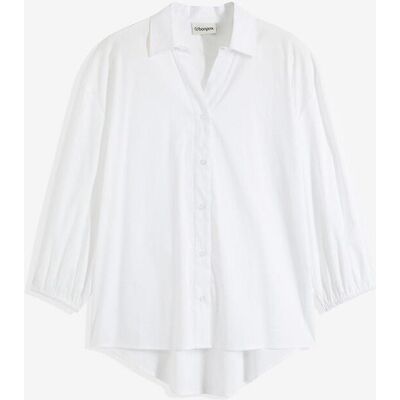 bonprix Vokuhila-Bluse aus Baumwoll-Mix weiß 52 bonprix Vokuhila-Bluse aus Baumwoll-Mix weiß 52