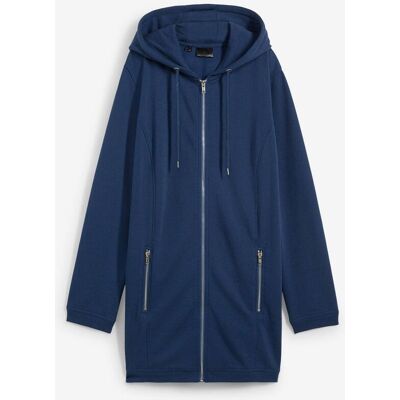 bonprix Long-Sweatjacke mit Reißverschlusstaschen blau 36 bonprix Long-Sweatjacke mit Reißverschlusstaschen blau 36