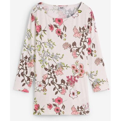 bonprix Shirt mit Blumendruck weiß 48 bonprix Shirt mit Blumendruck weiß 48