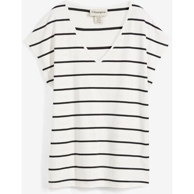 bonprix Gestreiftes Strickshirt weiß 36 bonprix Gestreiftes Strickshirt weiß 36