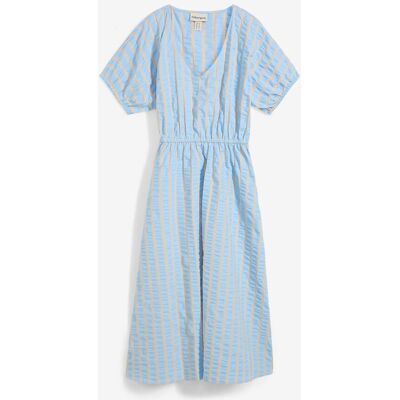 bonprix Seersucker-Midikleid aus reiner Baumwolle blau 50 bonprix Seersucker-Midikleid aus reiner Baumwolle blau 50