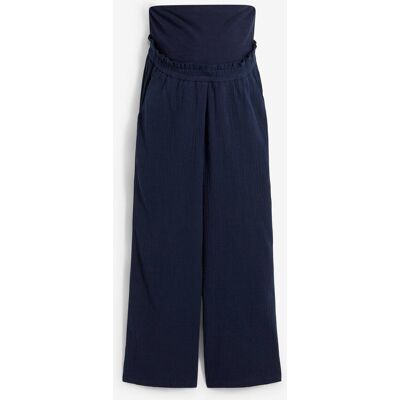 bonprix Umstandshose aus reinem Baumwoll-Musselin, Loose Fit blau 44 bonprix Umstandshose aus reinem Baumwoll-Musselin, Loose Fit blau 44