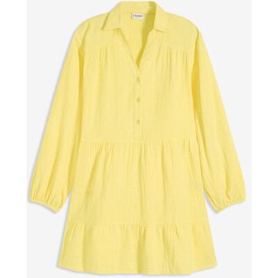 bonprix Kurzes Stufen-Kleid aus Musselin gelb 36 bonprix Kurzes Stufen-Kleid aus Musselin gelb 36
