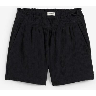 bonprix Musselin-Shorts aus reiner Baumwolle schwarz 46 bonprix Musselin-Shorts aus reiner Baumwolle schwarz 46