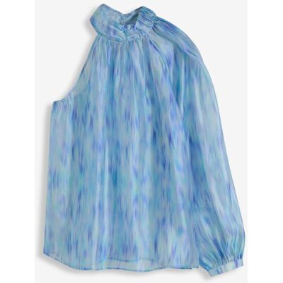 bonprix One-Shoulder Chiffonbluse mit leichter Transparenz blau 34 bonprix One-Shoulder Chiffonbluse mit leichter Transparenz blau 34