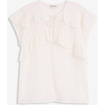 bonprix Chiffonbluse mit Volants weiß 38 bonprix Chiffonbluse mit Volants weiß 38