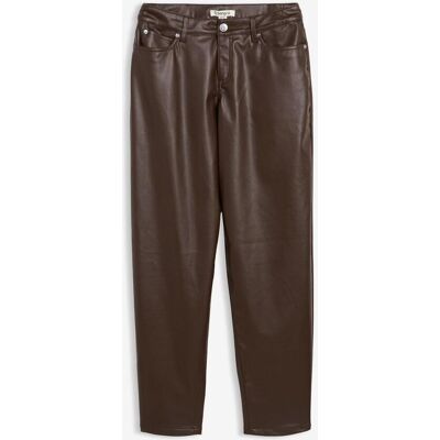 bonprix Lederimitat-Hose im Barrel Shape, Mid Waist braun 40 bonprix Lederimitat-Hose im Barrel Shape, Mid Waist braun 40