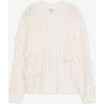 bonprix Oversize-Pullover mit Fransen weiß 40 bonprix Oversize-Pullover mit Fransen weiß 40