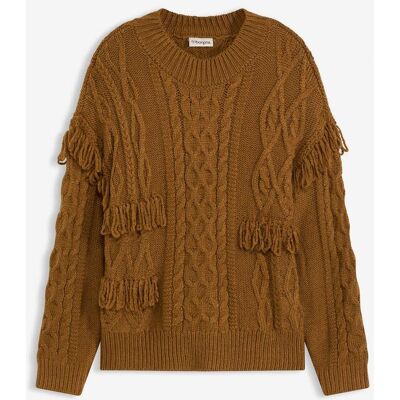 bonprix Oversize-Pullover mit Fransen braun 44 bonprix Oversize-Pullover mit Fransen braun 44