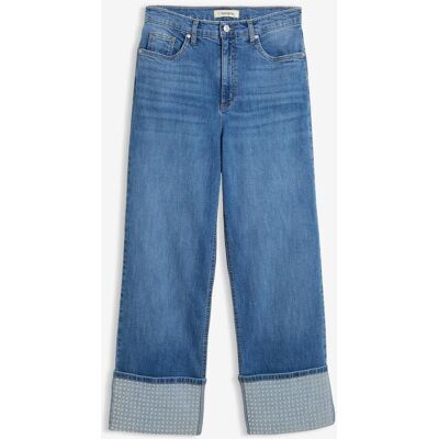 bonprix Straight-Jeans High Waist mit Turn Up blau 42 bonprix Straight-Jeans High Waist mit Turn Up blau 42