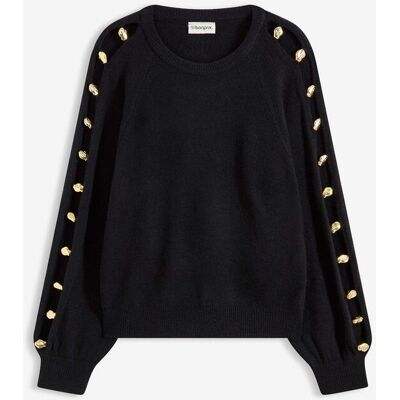 bonprix Pullover mit Metall-Perlen schwarz 36 bonprix Pullover mit Metall-Perlen schwarz 36