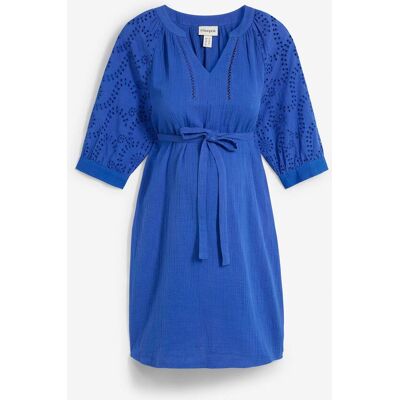 bonprix Umstandskleid aus reinem Baumwoll- Musselin blau 46 bonprix Umstandskleid aus reinem Baumwoll- Musselin blau 46