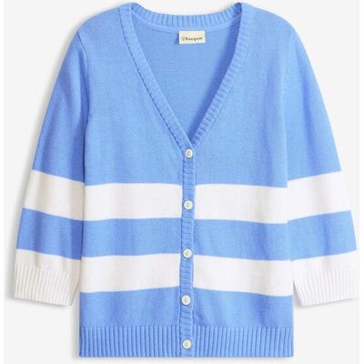 bonprix Baumwollstrickjacke mit Streifen blau 44 bonprix Baumwollstrickjacke mit Streifen blau 44