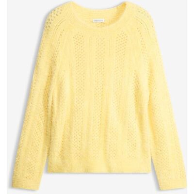 bonprix Ajour-Pullover mit Federgarn gelb 52 bonprix Ajour-Pullover mit Federgarn gelb 52
