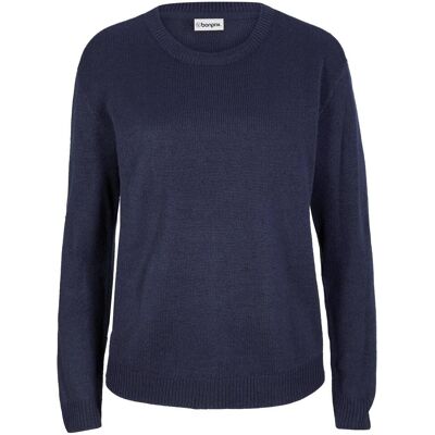 bonprix Strick-Pullover mit Rundhals-Ausschnitt blau 32 bonprix Strick-Pullover mit Rundhals-Ausschnitt blau 32
