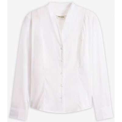 bonprix Popeline Stretchbluse mit Kelchkragen und leichter Transparenz weiß 38 bonprix Popeline Stretchbluse mit Kelchkragen und leichter Transparenz weiß 38
