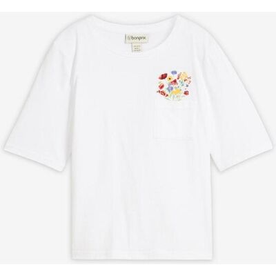 bonprix T-Shirt aus reiner Bio-Baumwolle mit Stickerei weiß 52 bonprix T-Shirt aus reiner Bio-Baumwolle mit Stickerei weiß 52