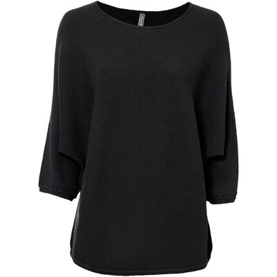 bonprix Oversize-Ripp-Pullover aus Viskose-Mix schwarz 44 bonprix Oversize-Ripp-Pullover aus Viskose-Mix schwarz 44