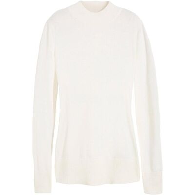 bonprix Basic Pullover mit Stehkragen mit recycelter Baumwolle weiß 48 bonprix Basic Pullover mit Stehkragen mit recycelter Baumwolle weiß 48