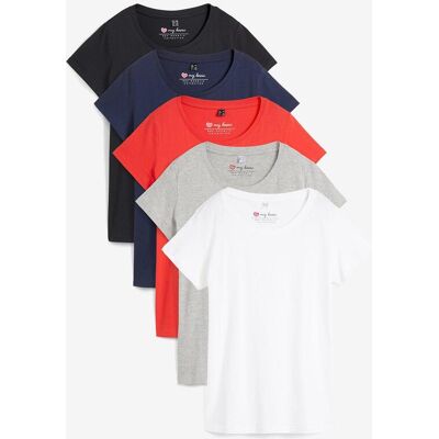 bonprix Rundhals-Shirt (5er-Pack) rot 40 bonprix Rundhals-Shirt (5er-Pack) rot 40