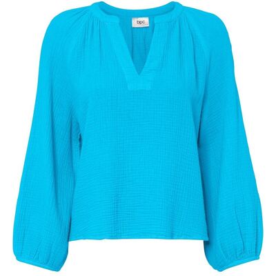 bonprix Oversize-Bluse aus Musselin blau 44 bonprix Oversize-Bluse aus Musselin blau 44