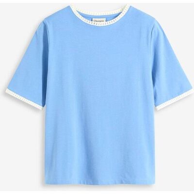 bonprix Shirt mit Spitzenborte blau 52 bonprix Shirt mit Spitzenborte blau 52