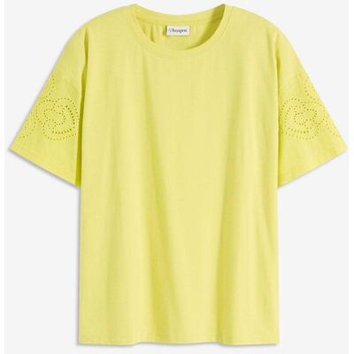 bonprix T-Shirt mit Lochstickerei gelb 36 bonprix T-Shirt mit Lochstickerei gelb 36