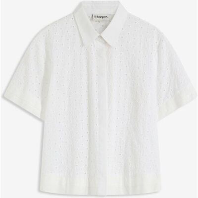 bonprix Bluse mit Lochstickerei weiß 50 bonprix Bluse mit Lochstickerei weiß 50