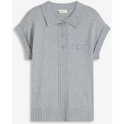 bonprix Polo-Pullover mit Baumwolle blau 48 bonprix Polo-Pullover mit Baumwolle blau 48