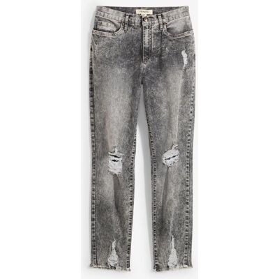 bonprix Mom-Jeans High Waist mit Destroy-Effekten grau 38 bonprix Mom-Jeans High Waist mit Destroy-Effekten grau 38