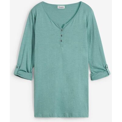 bonprix Shirt mit Knopfleiste aus reiner Bio-Baumwolle grün 48 bonprix Shirt mit Knopfleiste aus reiner Bio-Baumwolle grün 48