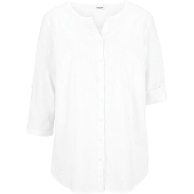 bonprix Bluse mit Leinen, 3/4 Arm weiß 44 bonprix Bluse mit Leinen, 3/4 Arm weiß 44