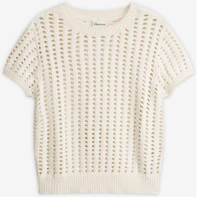 bonprix Kurzarm-Ajour-Pullover aus reiner Baumwolle weiß 52 bonprix Kurzarm-Ajour-Pullover aus reiner Baumwolle weiß 52