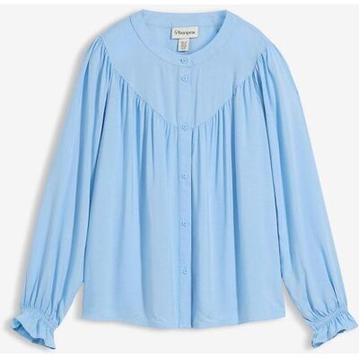 bonprix Prairie-Bluse aus fließender Viskose blau 42 bonprix Prairie-Bluse aus fließender Viskose blau 42