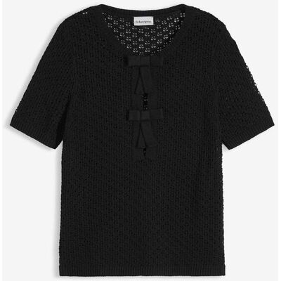 bonprix Ajour-Pullover aus Baumwoll-Mix schwarz 40 bonprix Ajour-Pullover aus Baumwoll-Mix schwarz 40