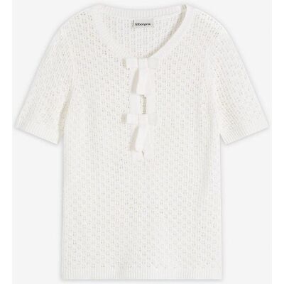 bonprix Ajour-Pullover aus Baumwoll-Mix weiß 36 bonprix Ajour-Pullover aus Baumwoll-Mix weiß 36