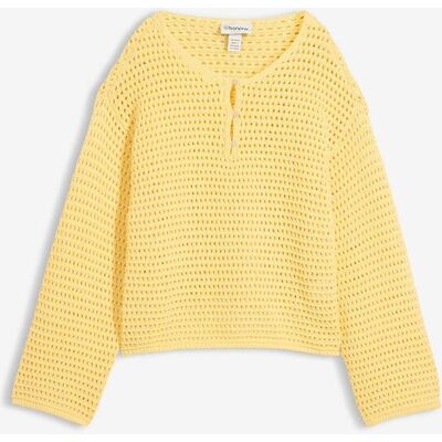bonprix Boxy Ajour-Pullover gelb 52 bonprix Boxy Ajour-Pullover gelb 52