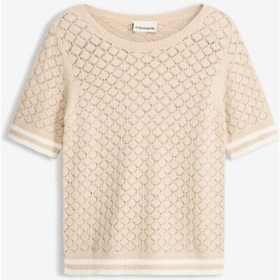 bonprix Ajour-Pullover mit Federgarn beige 36 bonprix Ajour-Pullover mit Federgarn beige 36