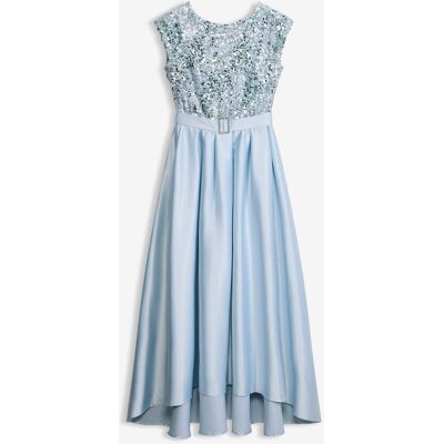 bonprix Abendkleid aus glänzendem Satin mit Pailletten blau 46 bonprix Abendkleid aus glänzendem Satin mit Pailletten blau 46