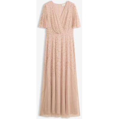 bonprix Abendkleid aus zartem Tüll mit Paillettenstickerei beige 40 bonprix Abendkleid aus zartem Tüll mit Paillettenstickerei beige 40