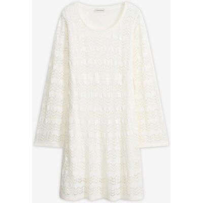bonprix Häkel-Kleid mit Trompetenärmeln weiß 40 bonprix Häkel-Kleid mit Trompetenärmeln weiß 40