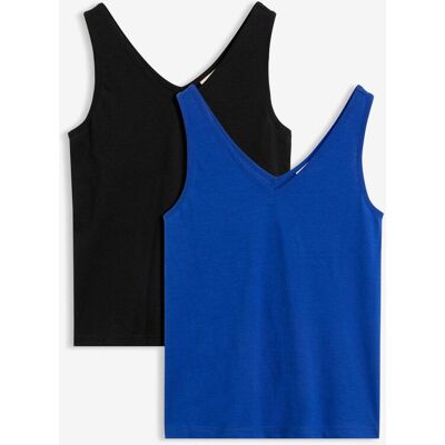 bonprix Tanktop aus reiner Bio-Baumwolle (2er Pack) blau 36 bonprix Tanktop aus reiner Bio-Baumwolle (2er Pack) blau 36