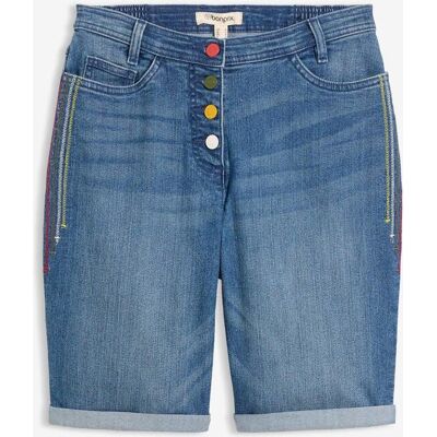 bonprix Jeans Bermuda Mid Waist mit Stickerei und Bequembund blau 42 bonprix Jeans Bermuda Mid Waist mit Stickerei und Bequembund blau 42