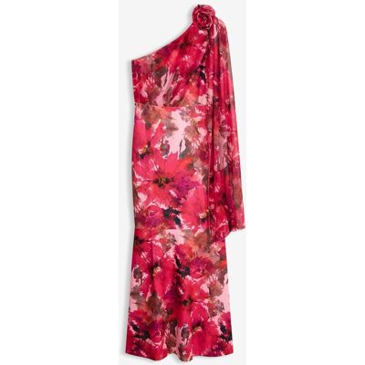 bonprix Abendkleid mit One-Shoulder und Blumen-Applikation rot 38 bonprix Abendkleid mit One-Shoulder und Blumen-Applikation rot 38