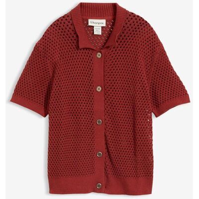 bonprix Ajour-Strickjacke aus Baumwoll-Leinen-Mix rot 36 bonprix Ajour-Strickjacke aus Baumwoll-Leinen-Mix rot 36