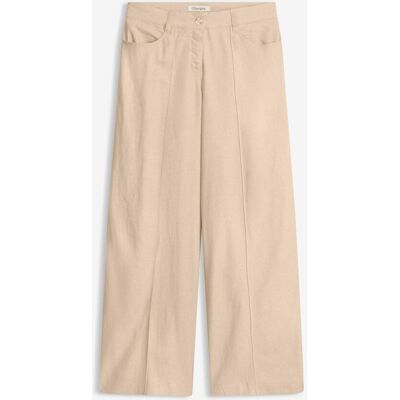 bonprix Palazzo-Hose aus luftigem Leinen-Mix beige 46 bonprix Palazzo-Hose aus luftigem Leinen-Mix beige 46