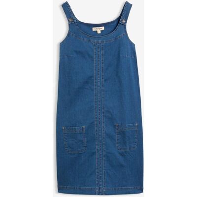 bonprix Baumwoll-Jeanskleid mit Latzträgern, knieumspielend blau 44 bonprix Baumwoll-Jeanskleid mit Latzträgern, knieumspielend blau 44
