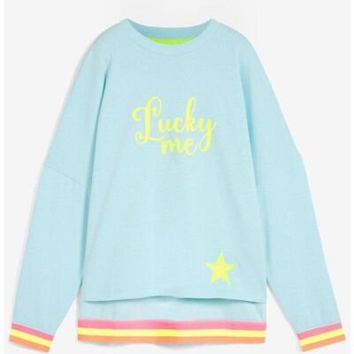 bonprix Oversize-Sweatshirt mit bunten Bündchen aus reiner Baumwolle blau 40 bonprix Oversize-Sweatshirt mit bunten Bündchen aus reiner Baumwolle blau 40