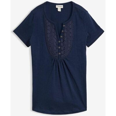 bonprix Baumwoll Flammgarn-Shirt, Kurzarm blau 52 bonprix Baumwoll Flammgarn-Shirt, Kurzarm blau 52