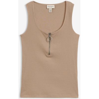 bonprix Ripp-Top mit Reißverschluss braun 36 bonprix Ripp-Top mit Reißverschluss braun 36